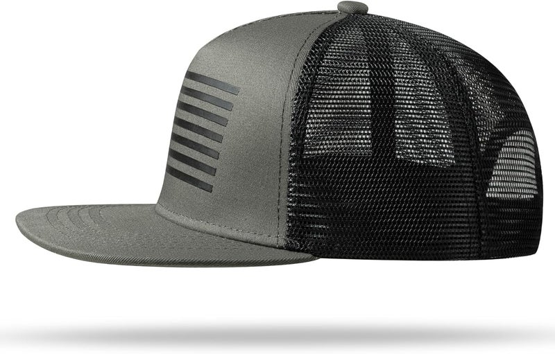 UALON Baseball Cap, Snapback Trucker Hat for Men & Women with American Flag and Adjustable, Breathable Mesh, Flat Bill Hats - Image 4